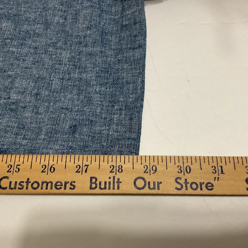 Old Navy Straight Linen Blend Pants Blue Preppy Beach Loose Fit Sz M